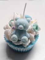 Lichtblauwe cupcake kaars met teddybeer, Ophalen, Kunststof, Nieuw, Kaars