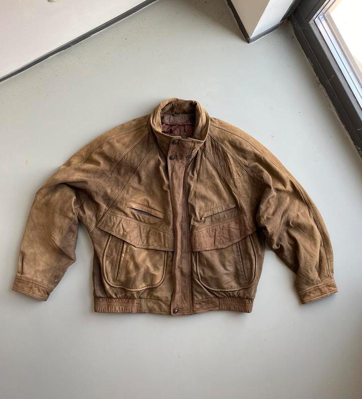 Vintage Bomberjack Suede, Kleding | Heren, Jassen | Winter, Zo goed als nieuw, Maat 56/58 (XL), Bruin, Ophalen of Verzenden