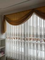 Witte vitrage met goudbruine details en extra bovenstuk, Ophalen, Zo goed als nieuw, 200 cm of meer, 200 cm of meer