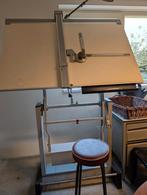 Oude Tekentafel met Kruk - Vintage Design, Ophalen