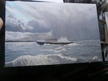 Leuk Amateur schilders doekje Bootje in de golven  beschikbaar voor biedingen