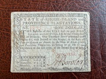 Rhode Island zeldzame acht dollar 1780