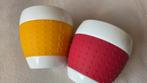 4 BODUM PAVINA MOKKEN ,3 rood ,1 geel, Gebruikt, Keramiek, Ophalen of Verzenden, Effen