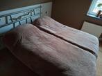 Mooi bed rvs frame met zwart hout, Ophalen, Gebruikt, Tweepersoons, 160 cm
