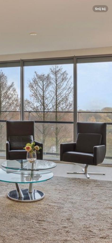 2x COR ITO design draaifauteuils – zwart leder & chroom, Huis en Inrichting, Fauteuils, Zo goed als nieuw, Leer, 50 tot 75 cm