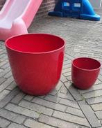 2x rode bloempot, Tuin en Terras, Bloempotten, Ophalen, Zo goed als nieuw, Rond, Aardewerk
