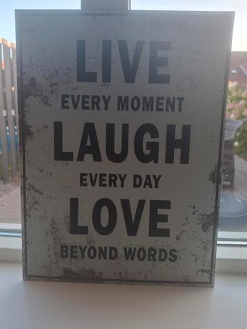 Wandplaat - Live Laugh Love - Decoratie beschikbaar voor biedingen