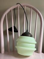 Mintgroene art deco hanglamp, antieke lamp, opaline, Ophalen of Verzenden