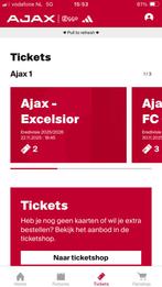2 tickets Ajax - Excelsior mooie plek!, Twee personen, November