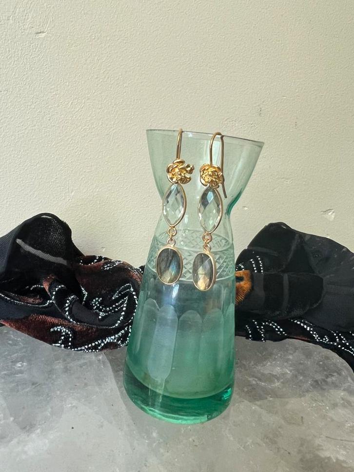 Labradoriet Prasioliet amethist groen magie geluk eyecatcher, Sieraden, Tassen en Uiterlijk, Oorbellen, Nieuw, Zilver, Groen, Met edelsteen