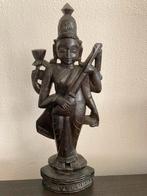 Houten Hindoe Godin Beeld - Saraswati vina Speler 33cm, Antiek en Kunst, Ophalen of Verzenden