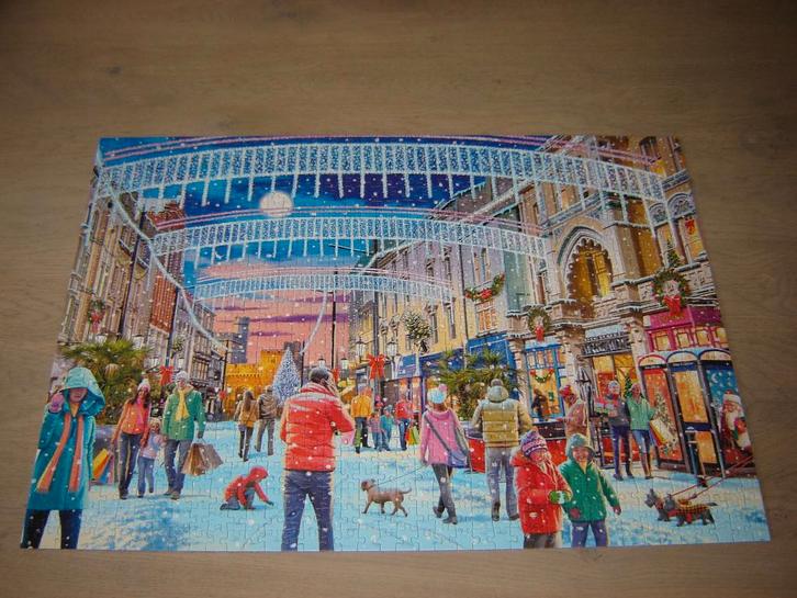 Kerst Puzzel Falcon CHRISTMAS IN CARDIFF 1000 st., Hobby en Vrije tijd, Denksport en Puzzels, Zo goed als nieuw, Legpuzzel, 500 t/m 1500 stukjes