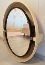 Vintage ovale Allibert spiegel met verlichting uit jaren 70, Gebruikt, Ophalen of Verzenden, Minder dan 100 cm, Ovaal