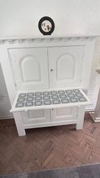 Prachtige witte antieke buffetkast met tegelblad, Ophalen, 200 cm of meer, Met deur(en), 150 tot 200 cm
