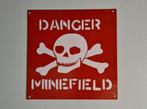 Metalen bordje : Danger Minefield met doodshoofd, Nederland, Overige soorten, Verzenden