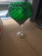 Groen glas / vaas met gedraaide steel, Ophalen of Verzenden