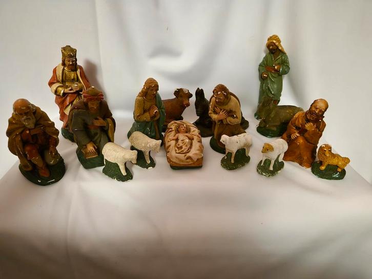 Vintage Kerststal figuren set, Antiek en Kunst, Antiek | Religie, Ophalen of Verzenden