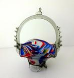 Glazen schaal mand helder rood blauw hengsel Murano 3540-s, Antiek en Kunst, Ophalen of Verzenden