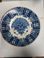 Delfts Blauw Bord antiek met Bloemmotief, Ophalen of Verzenden