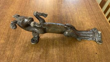 Antieke deurklink mythologisch wezen in brons 30 cm beschikbaar voor biedingen