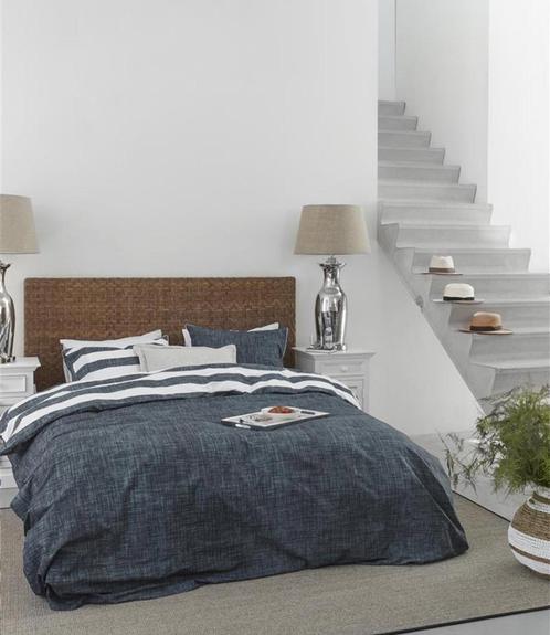 Riviera Maison dekbedovertrek LINDY LINES BLAUW HALF GELD, Huis en Inrichting, Slaapkamer | Beddengoed, Nieuw, Dekbedovertrek