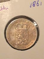 Zilveren halve gulden 1861 Willem III, ½ gulden, Koning Willem III, Zilver, Ophalen of Verzenden
