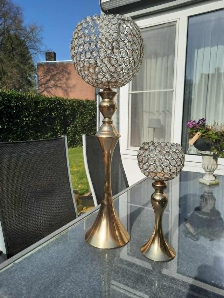2 SIERLIJKE STAANDE LAMPEN, Huis en Inrichting, Lampen | Tafellampen, Zo goed als nieuw, 75 cm of meer, Glas, Metaal, Ophalen of Verzenden