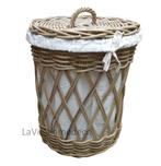 Grote wasmand riet rond met deksel, Ophalen of Verzenden, Nieuw, Rond, Riet