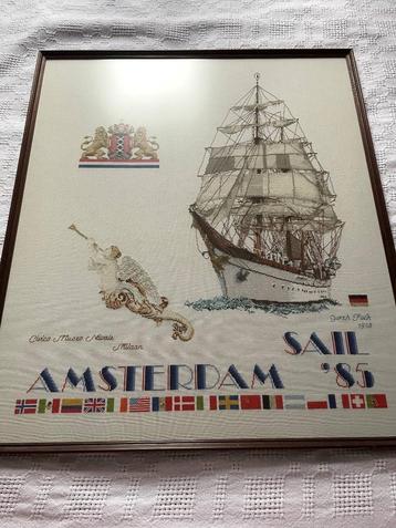 Enorm groot borduurwerk SAIL Amsterdam 89x77 CM beschikbaar voor biedingen