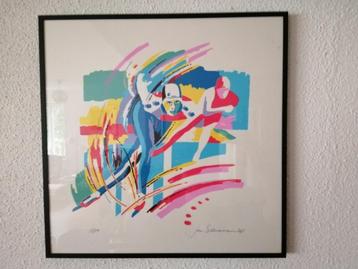 Kleurenzeefdruk, schaatsen, Jan Schuurman  beschikbaar voor biedingen