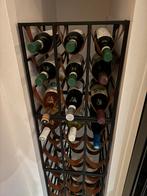 Stalen wijnrekken met leren details - 4 stuks, Gebruikt, 5 tot 15 flessen, Ophalen of Verzenden, Metaal