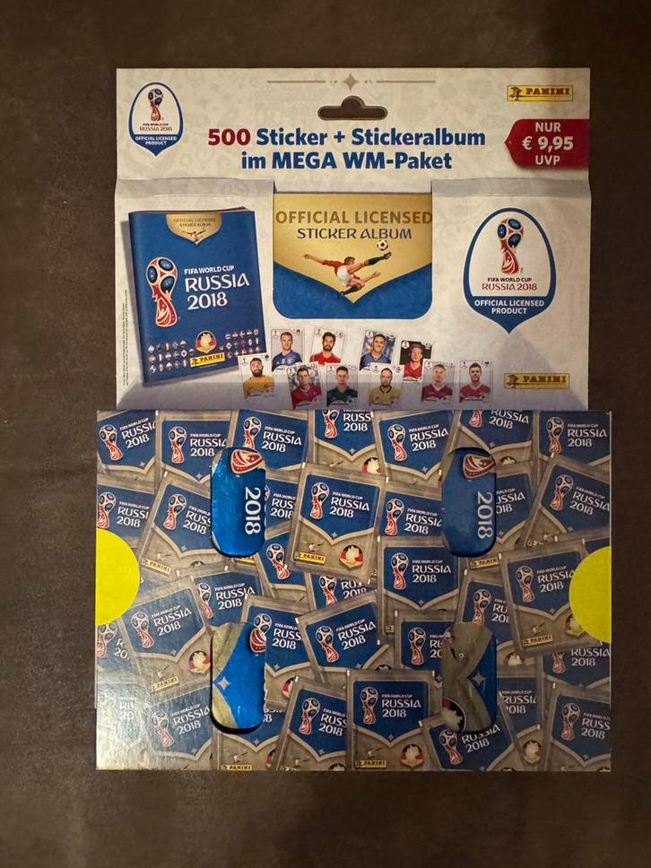 Panini WK 2018- 100 pakjes + leeg album - Mega WM Paket, Verzamelen, Sportartikelen en Voetbal, Nieuw, Poster, Plaatje of Sticker