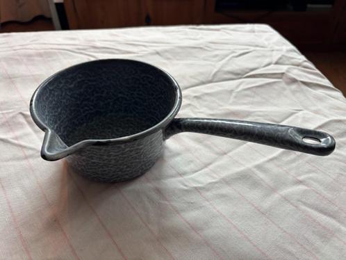 Grijs Gewolkt Emaille - Melkpannetje, Antiek en Kunst, Antiek | Emaille, Ophalen of Verzenden