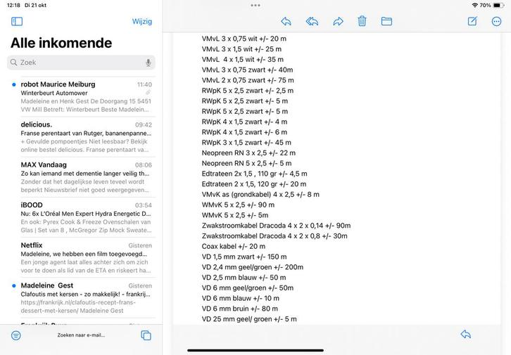 Te koop wegens bedrijfssluiting, Doe-het-zelf en Verbouw, Elektra en Kabels, Nieuw, Kabel of Snoer, Ophalen