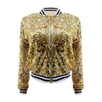 Gouden dames glitter bomberjas / goud bomberjack jas jasje, Verzenden, Maat 42/44 (L), Nieuw, Overige thema's