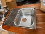 Wasbak spoelbak rvs 62x50 blanco inkl aansluitset pushstop, Ophalen, Nieuw, 50 tot 100 cm, Minder dan 100 cm