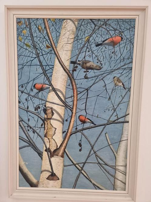 Groot schilderij vogels gesigneerd Kortekaas, Antiek en Kunst, Kunst | Schilderijen | Modern, Ophalen