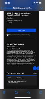 Asap Rocky Don’t be dumb VIP Ticket, Eén persoon