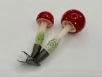 Oude kerstbal dubbele paddenstoelen op klem, Diversen, Kerst, Ophalen of Verzenden, Gebruikt