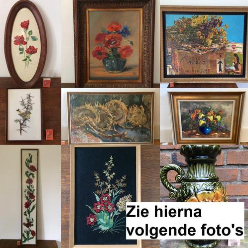 Veel schilderijen met bloemen klaprozen zonnebloemen etc., Antiek en Kunst, Kunst | Schilderijen | Klassiek, Ophalen of Verzenden