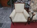Antieke hoeten stoel, Gestreepte, elegante bekleding, Antiek en Kunst, Ophalen