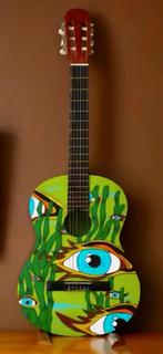 Akoestische gitaar handbeschilderd, Muziek en Instrumenten, Snaarinstrumenten | Gitaren | Akoestisch, Ophalen of Verzenden, Zo goed als nieuw