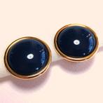 Monet vintage oorbellen clips blauw goud jaren '80 80's, Overige materialen, Gebruikt, Knopjes of Stekers, Verzenden