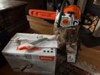Stihl MS181 35cm + Veilhouder 2 in 1 + Onderhoudskit, Ophalen of Verzenden, Zo goed als nieuw, Benzine