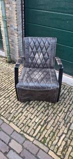 Twee fauteuils in pilotenleer, Gebruikt, 75 tot 100 cm, Ophalen of Verzenden, 75 tot 100 cm