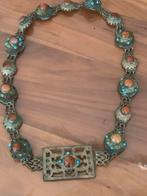 Vintage Bronzen Ketting met Edelstenen, Ophalen of Verzenden, Brons, Ketting, Met edelsteen