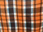 DIDAS vintage oranje bruin geblokt dralon deken 2.40 x 2.05, Gebruikt, Tweepersoons, Oranje, Ophalen of Verzenden
