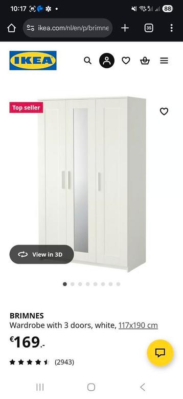 IKEA BRIMNES wardrobe with mirror beschikbaar voor biedingen