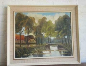 schilderij olieverf  Jan Kelderman zomeravond Giethoorn beschikbaar voor biedingen