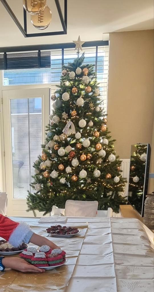 Grote set glazen kerstballen wit, koper mat en glanzend, Diversen, Kerst, Zo goed als nieuw, Ophalen